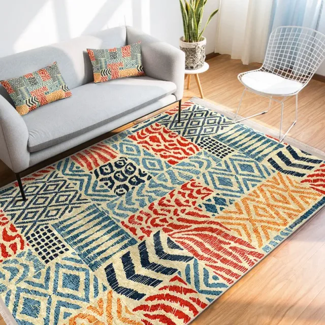 Navy Blue Pattern Area Geometric Orange Living Room Soft Anti Rug Slip Modern Washable Dining Striped Rugs