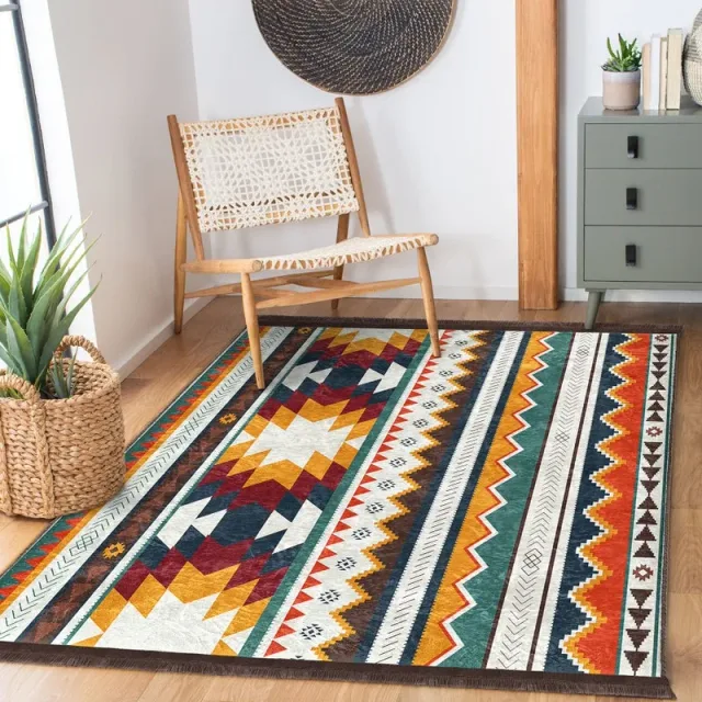 Bogolan African Print Carpet Aztec Patterned Living Room Rug Rectangle Area Rugs Machine Washable Saloon Non Slip Southwestern