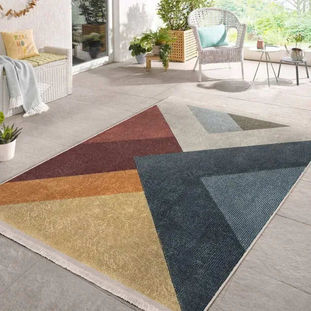 Geometric Multicolored Area Rugs Rectangle Abstract Washable Rug Dining Room Carpet Carpets With Fringed Minimal Home Decor Surreal Art