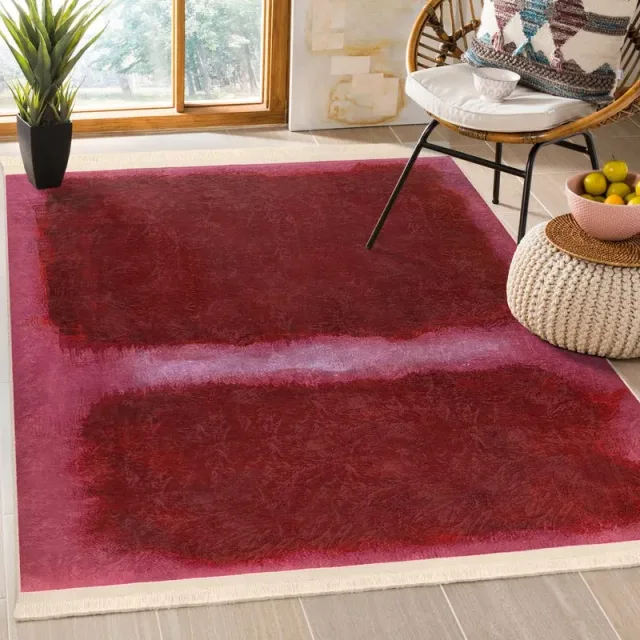 Maroon Rothko Area Housewarming Gift Modern Home Carpet Anti Slip Rug Runner Style Washable Kitchen
