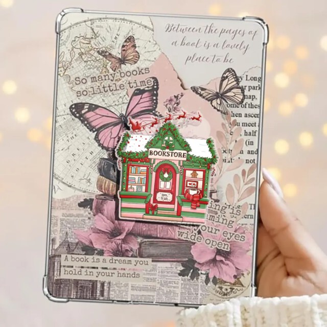 Holiday Bookshop Vibes Coffee Santa Cozy Reads Kindle Book Phone Grip