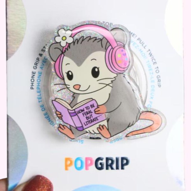 Opossum Feral Reader Kindle Bookish Gift for Her Mount Phone Grip