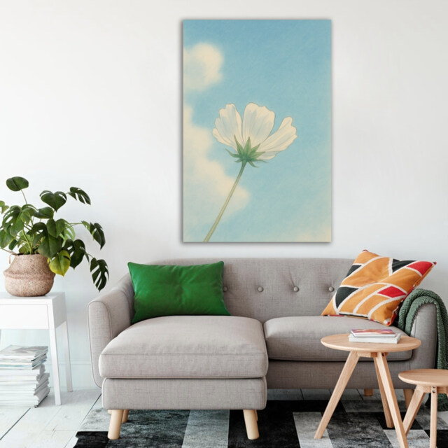 White Bloom Beneath Blue Skies – Aesthetic Art Print