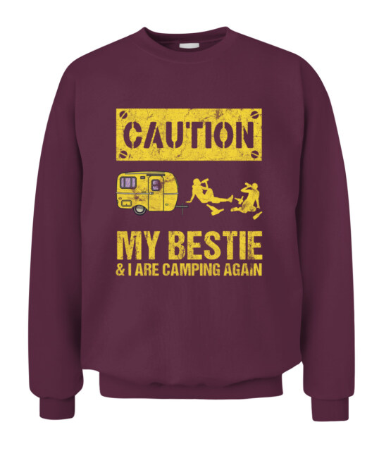 Camping Caution My Bestie Unisex Crewneck Sweatshirt 