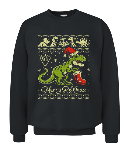 Christmas Dinosaur  Ugly Sweater Unisex Crewneck Sweatshirt