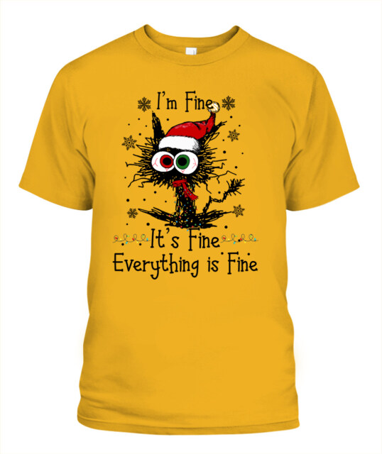 Cat Christmas I'm Fine It's Fine Everthing Is FIne 