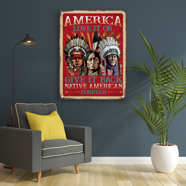 America Love It Or Give It Back Native American Portrait Acrylic Prints - No Hook