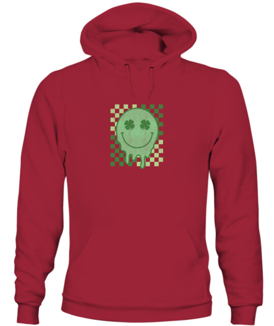 Retro Groovy Shamrock Smile Face St Patricks Day Hippie Pullover Hoodie