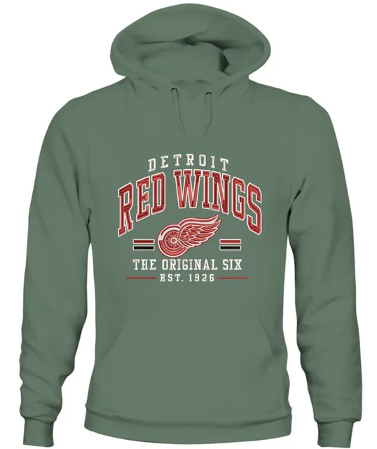 Detroit Red Wings Original Six Premium Embroidered – Vintage NHL Heritage Est. 1926 Pullover
