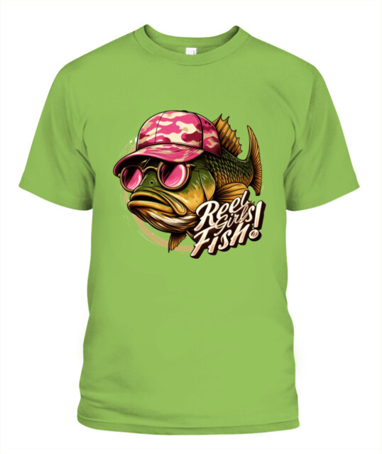 Reel Girls Fish T-shirt - Camo Bass with Attitude