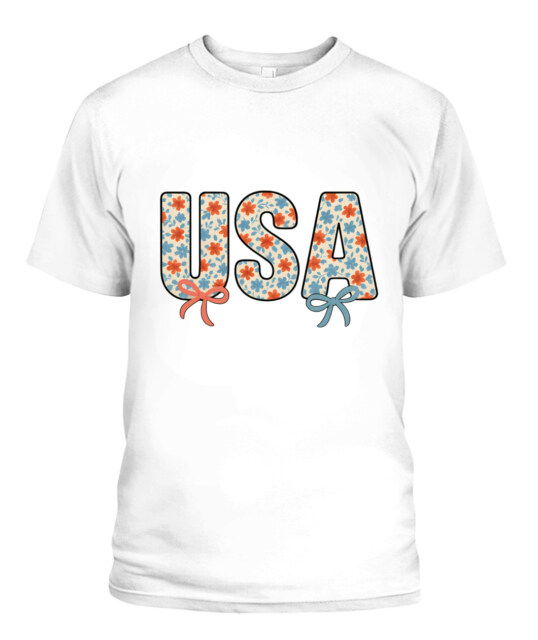 Floral USA Patriotic Apparel Collection — Stylish Red, White & Blue Shirts and Hoodies