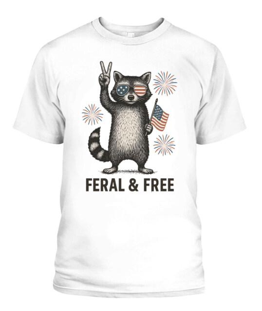 Feral & Free Patriotic Raccoon Collection – T-Shirts, Hoodies, and Sweatshirts
