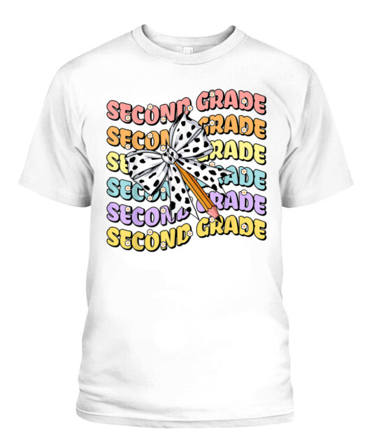 2nd Grade Teacher Pencil Coquette Bow Back To School T-Shirt