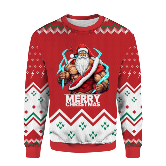 Ugly Sweater with Santa Claus as Zeus – Mythical Fun for the Holiday Season