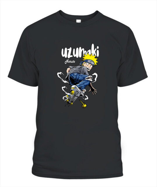 Naruto skateboarding print-on-demand (POD) T-shirt