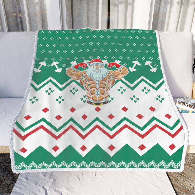 Blanket POD - A Unique Christmas Gift Featuring a Muscular Santa Claus Design