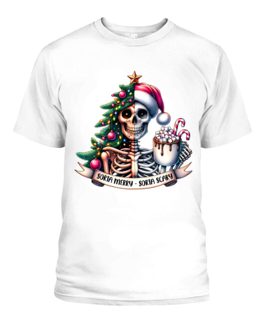 POD T-Shirt "Sorta Merry - Sorta Scary" – A Unique Christmas Style for Horror Fashion Fans