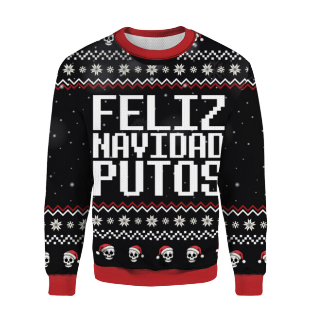 "Christmas Skull" Ugly Sweater – Unique, Humorous, and Full of Holiday Spirit