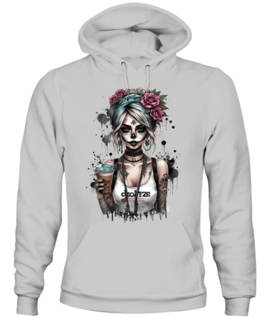 Hoodie POD with Zombie Girl Print - Bold and Unique Style