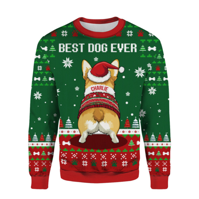 Celebrate Christmas in Style with the Corgi Ugly Sweater – “Best Dog Ever”