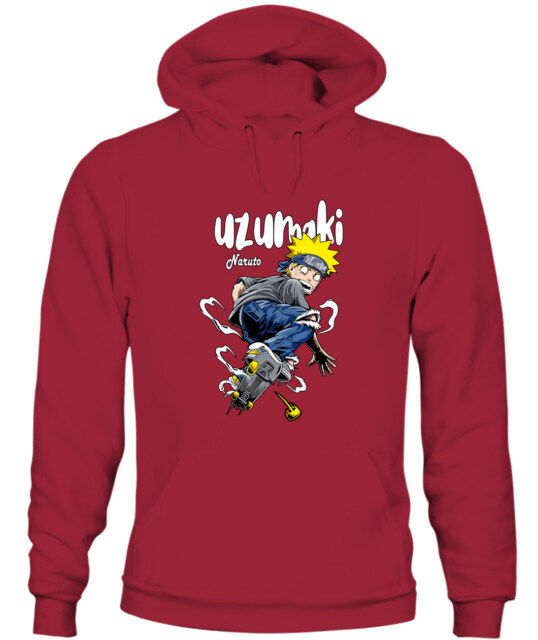 print-on-demand (POD) hoodie featuring Naruto skateboarding