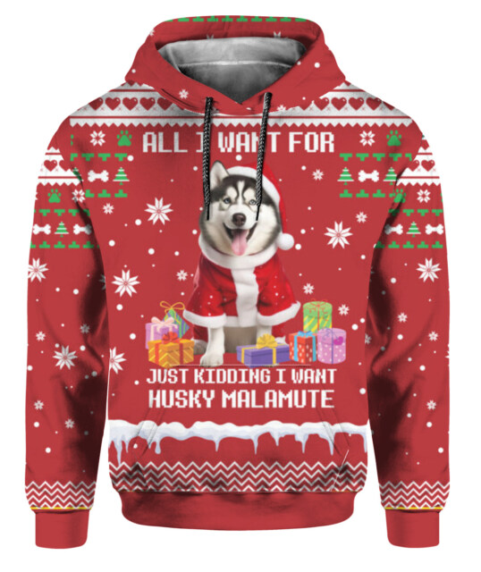 Husky Dog in Christmas Outfit Hoodie POD