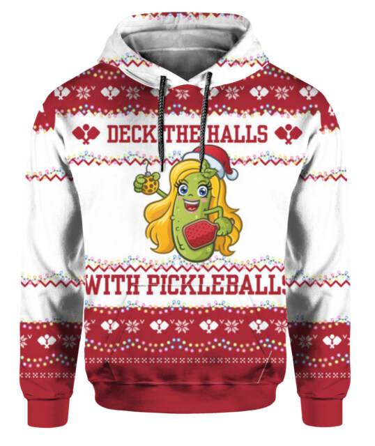 Festive Hoodie – A Playful Pickle Playing Pickleball Design