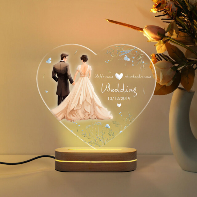 Personalized Night Light - Oval Base: Cherish Your Wedding Memories