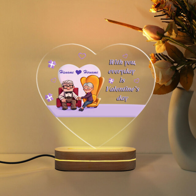Personalized Night Lamp with Valentine’s "Ellie and Carl" Design – A Meaningful Gift of Love