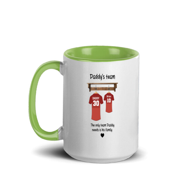 Daddy’s Team Personalized Mug – Father’s Day Gift | Custom Family Jersey Design – 15oz Ceramic Accent Mug