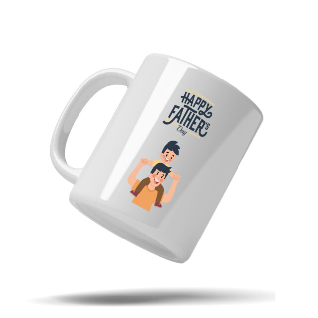 Happy Father's Day Mug – Cute Dad and Son Design | 11oz Ceramic Coffee Mug – Perfect Gift for Dads