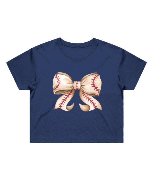 Baseball Bow Cropped T-Shirt for Women | Sporty & Stylish Tee