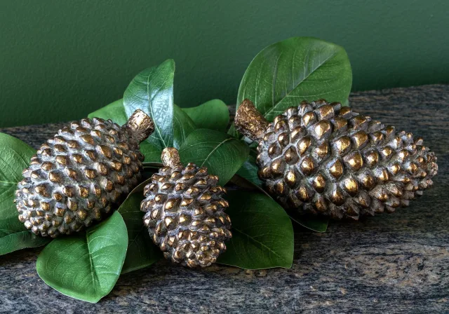 Bronze Conifer Cones, Set of 3