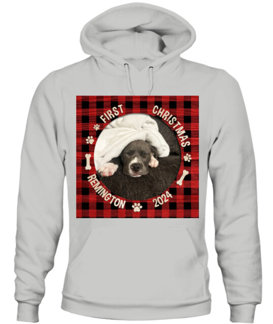 🐶 Personalized First Christmas Dog Hoodie – Custom Pet Photo Holiday Outfit 🎄