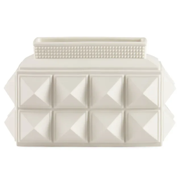 Charade Studded Low Vase – Matte Porcelain Sculptural Decorative Vase