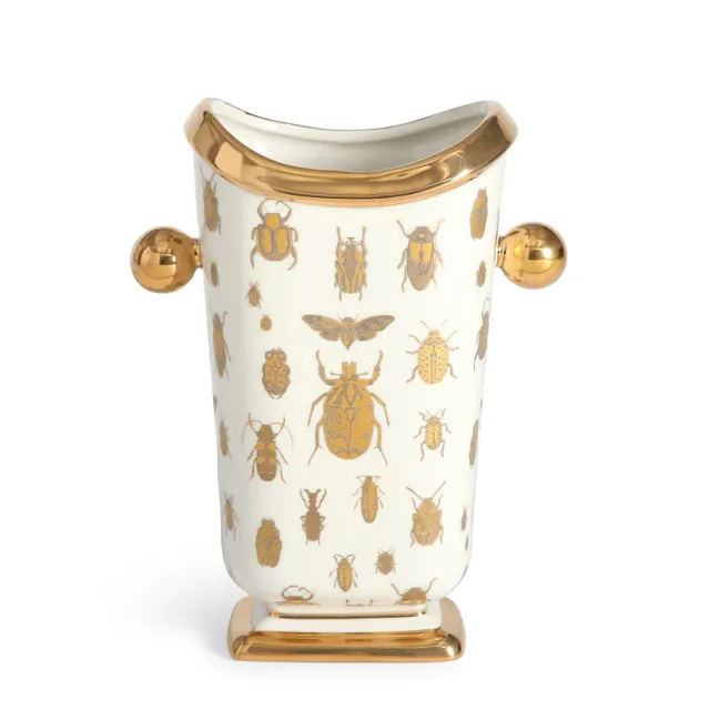 Botanist Specimen Vase – Glossy Porcelain Vase with Real Gold Accents