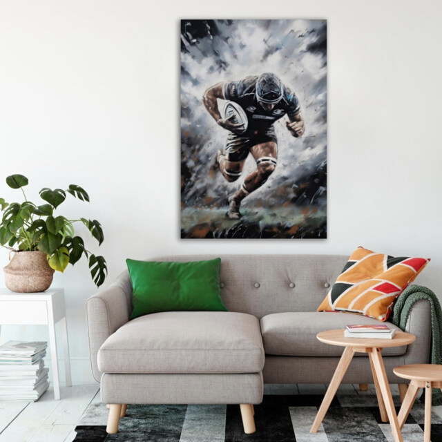 Rugby Action Portrait Poster – Athletic Wall Art for Sports Fans