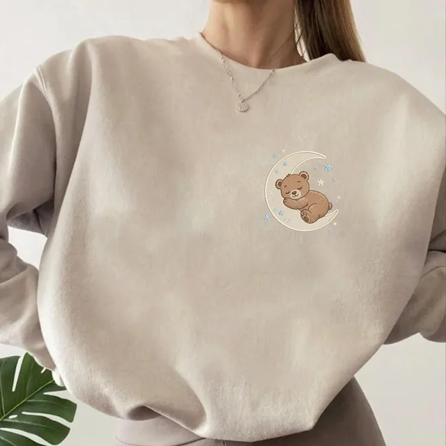 Sleeping Teddy Bear Sweatshirt – Moon & Stars Baby Woodland