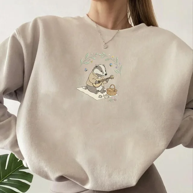 Cottagecore Badger Sweatshirt – Cute Animal Picnic Nature Aesthetic Graphic Crewneck Pullover