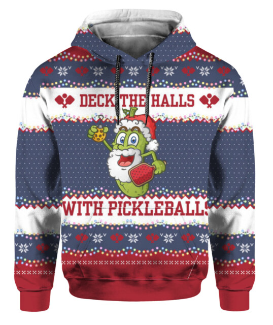 Festive Hoodie – A Playful Pickle Playing Pickleball Design for the Holidays