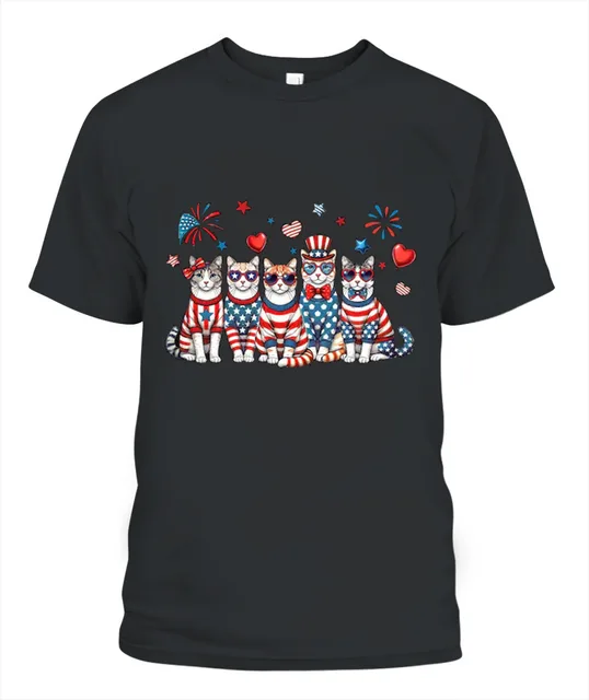 Patriotic Cat Fun July 4th Shirt