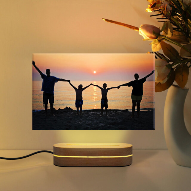 Family Holding Hands On The Beach Shaped Night Light