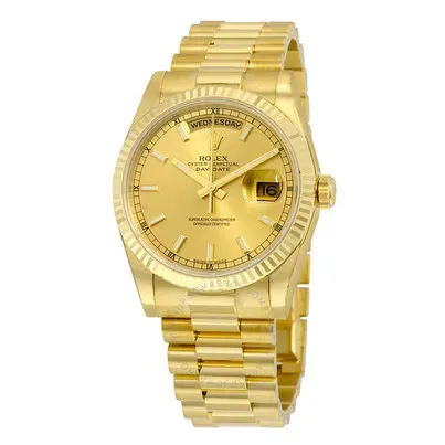 Rolex Day-Date Champagne Dial 18K Yellow Gold President Automatic Men's Watch
