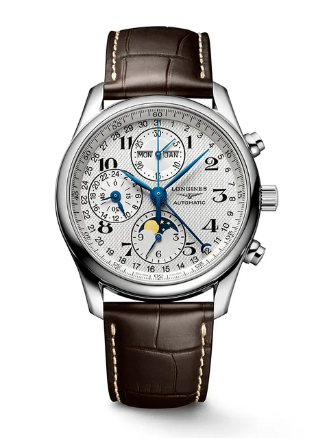 Longines Master Collection Moonphase 40mm Chronograph Leather Strap Men's Watch