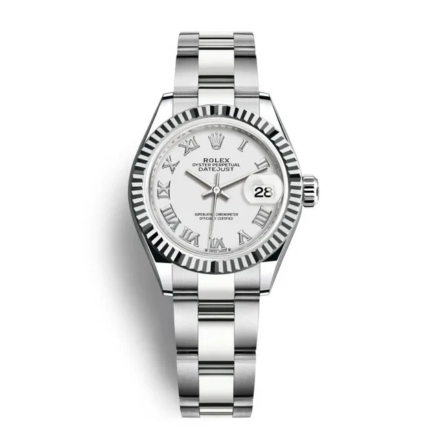 Rolex Lady-Datejust 28, Oystersteel and 18k White Gold, Ref# 279174-0020 Watch