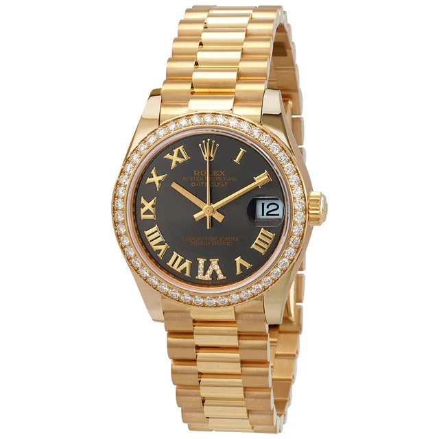 Rolex Datejust 31 Automatic 18kt Yellow Gold Diamond Grey Dial Ladies Watch