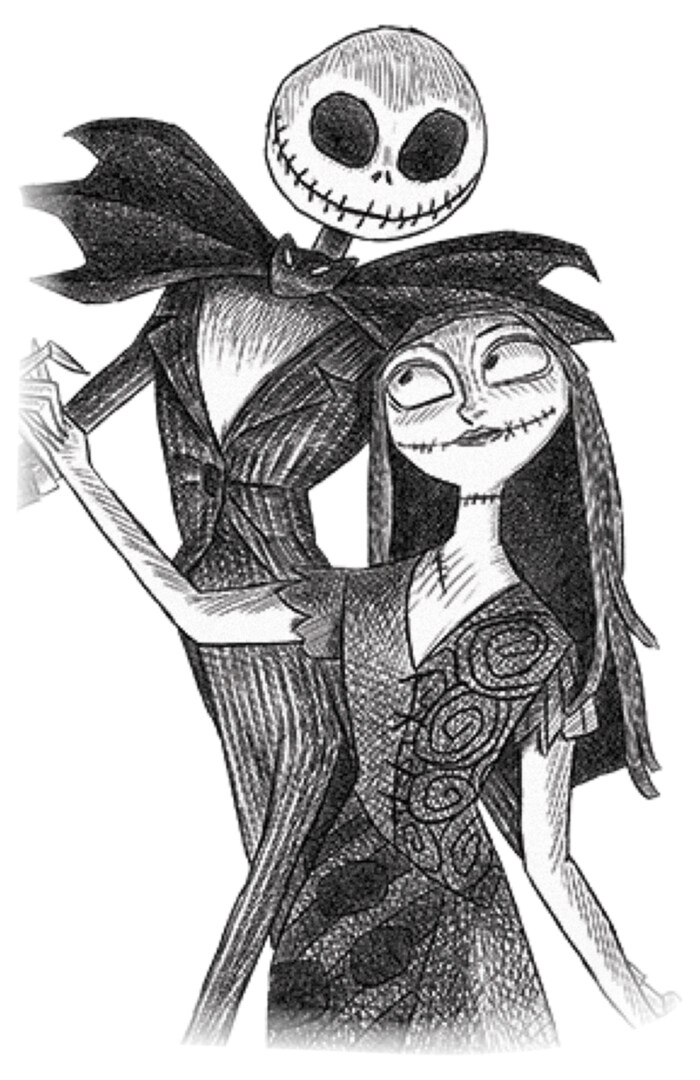 Men's The Nightmare Before Christmas Jack And Sally Black And White 