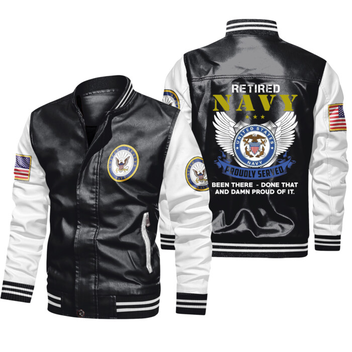 Retired Navy Proudly served Leather Bomber Jackets