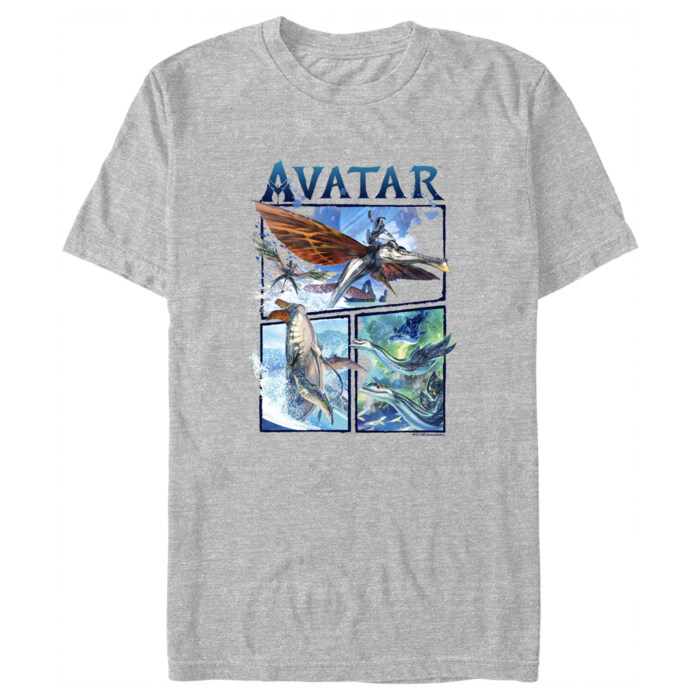 Men's Avatar: The Way of Water Watercolor Air and Sea Creatures Logo Adult T-Shirt
