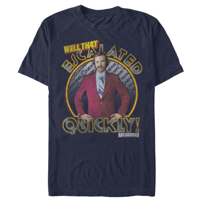 Men's Anchorman Ron Burgundy Escalated Quickly Adult T-Shirt